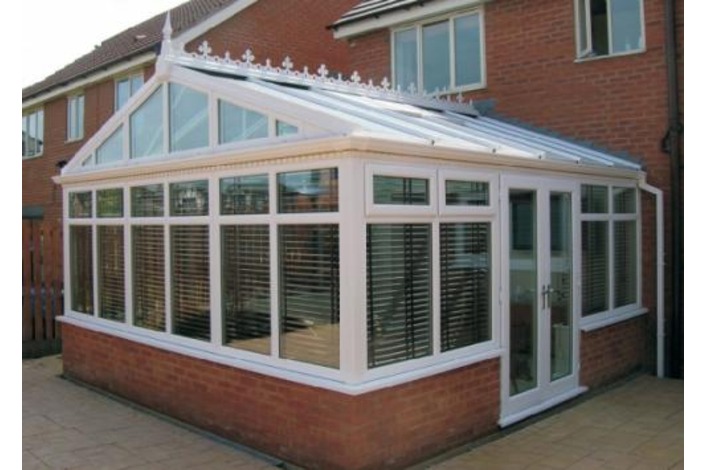 White Gable End conservatory with vertical mullion gable frame