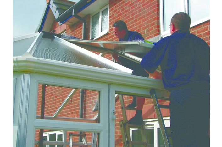 Double glazed sealed units or polycarbonate roof panels are installed.