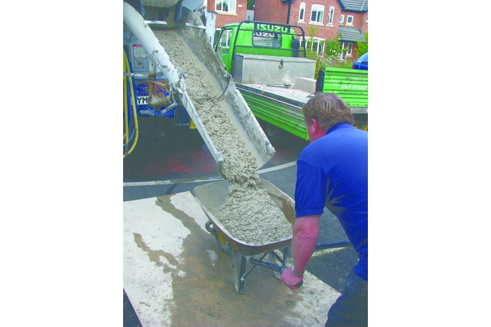 Although concrete can be mixed on site most installations use ready mixed supplies for speed and efficiency.