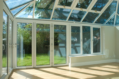 internal conservatory view with bifold door